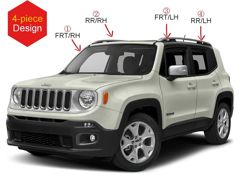 AUTO CLOVER AUTOCLOVER Tape-On Rain Guards Window Visors 4 Pcs Set for Jeep Renegade 2015 2016 2017 2018 2019 2020 2021 2022 2023 2024 2025 / Window Deflectors, Out-Channel Vent Shades (Smoked) - Image 3
